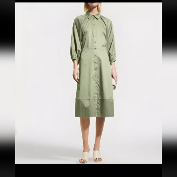 NWT!! Harshman, Muriel Cotton 3/4 Sleeve Shirt Dress, Matcha Green, Size Small - Picture 1 of 7